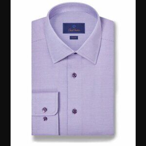 David Donahue Lilac Micro Dobby Dress Shirt Long Sleeve Button Down Sz L $155.00